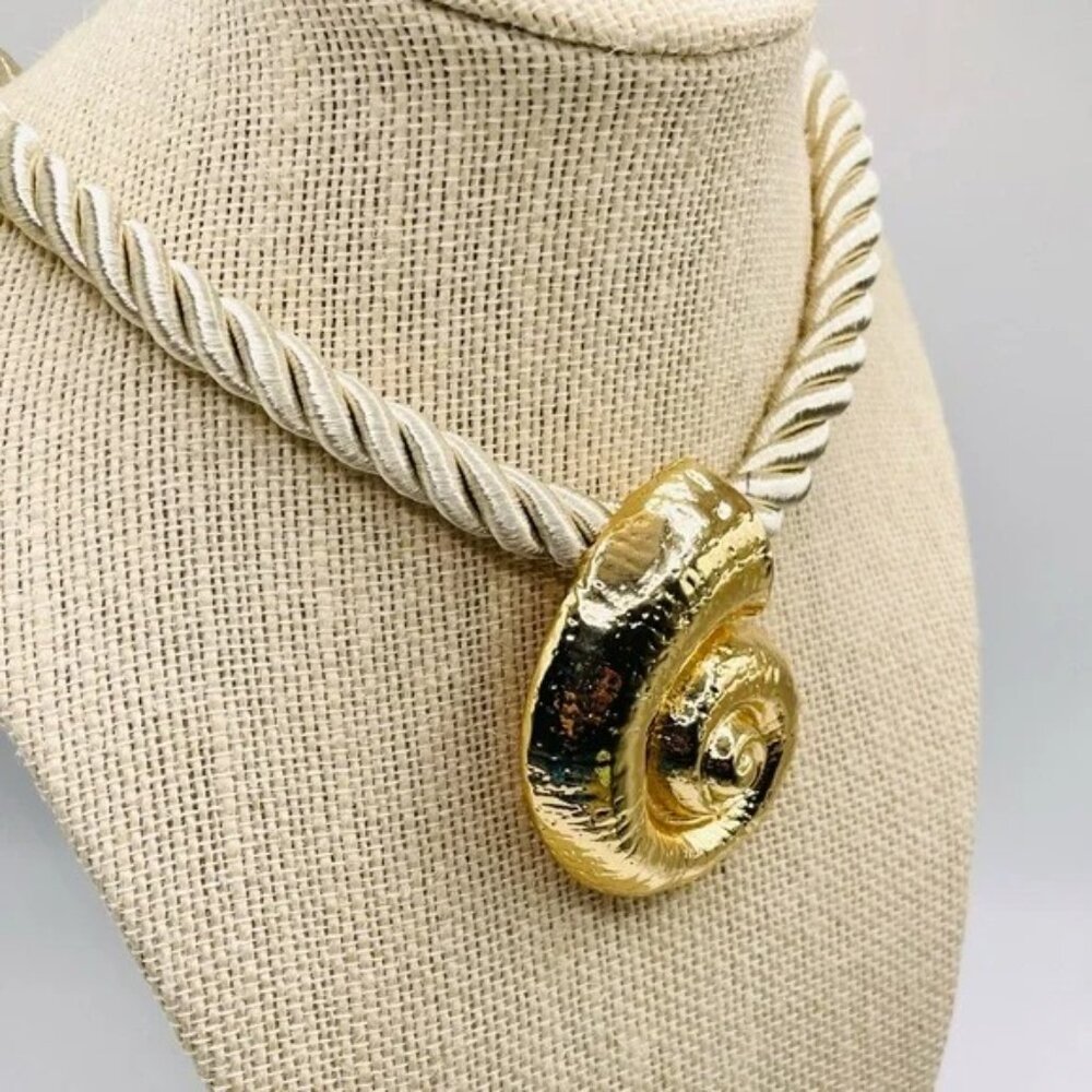 Gold Snail Shell Rope Necklace - Picture 3 of 5
